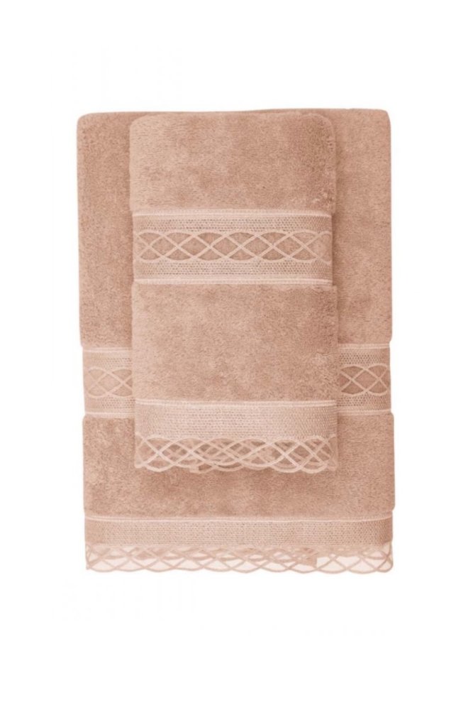 Prosop de corp SELYA cu dantela 85x150 cm Bronz