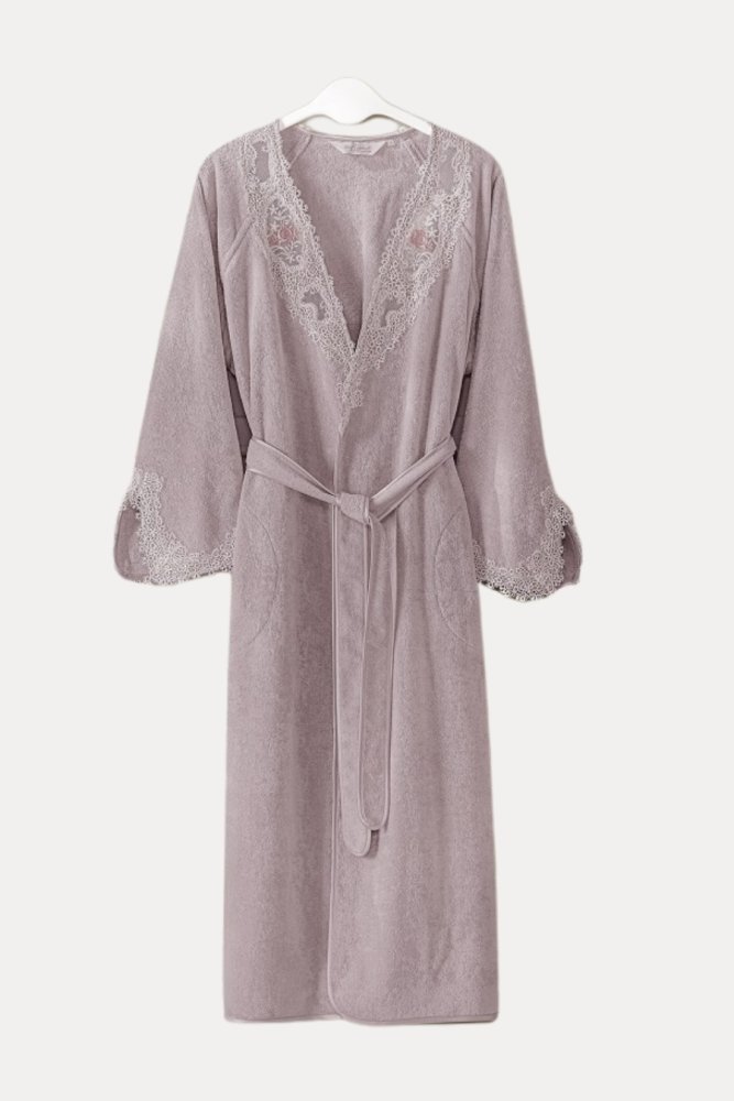 Halat elegant DESTAN de damă în cutie cadou S Violet / Liliac