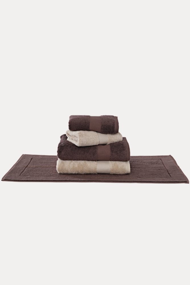 Výhodná sada ručníků DELUXE + předložka LOFT Hnědá / Světle béžová