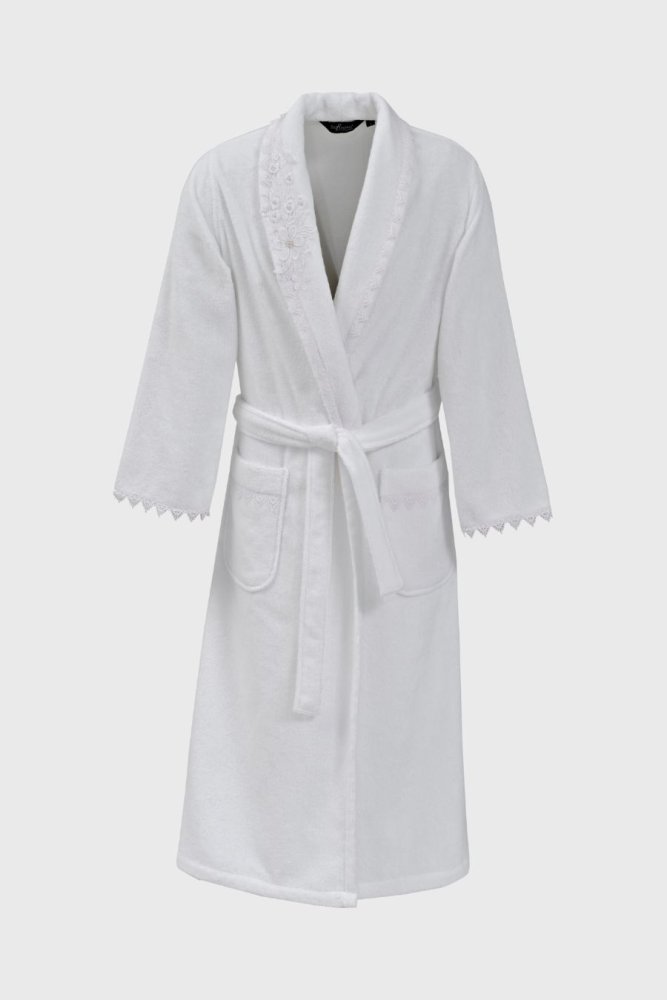 Halat elegant pentru femei PERLA, in cutie cadou XL Alb / White