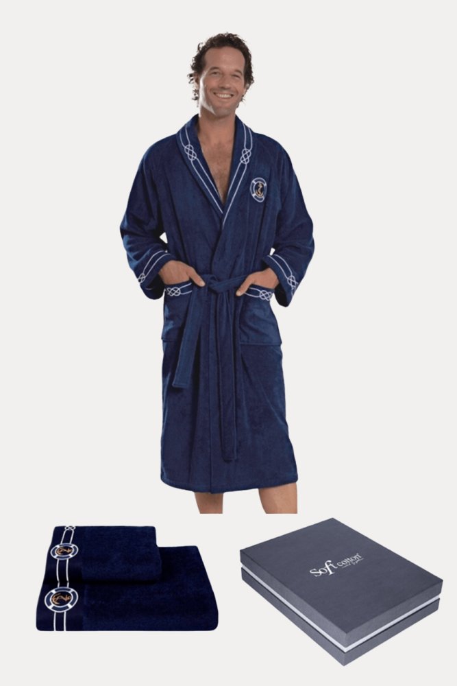 Soft Cotton Luxusný pánsky župan MARINE MAN s uterákom a s osuškou