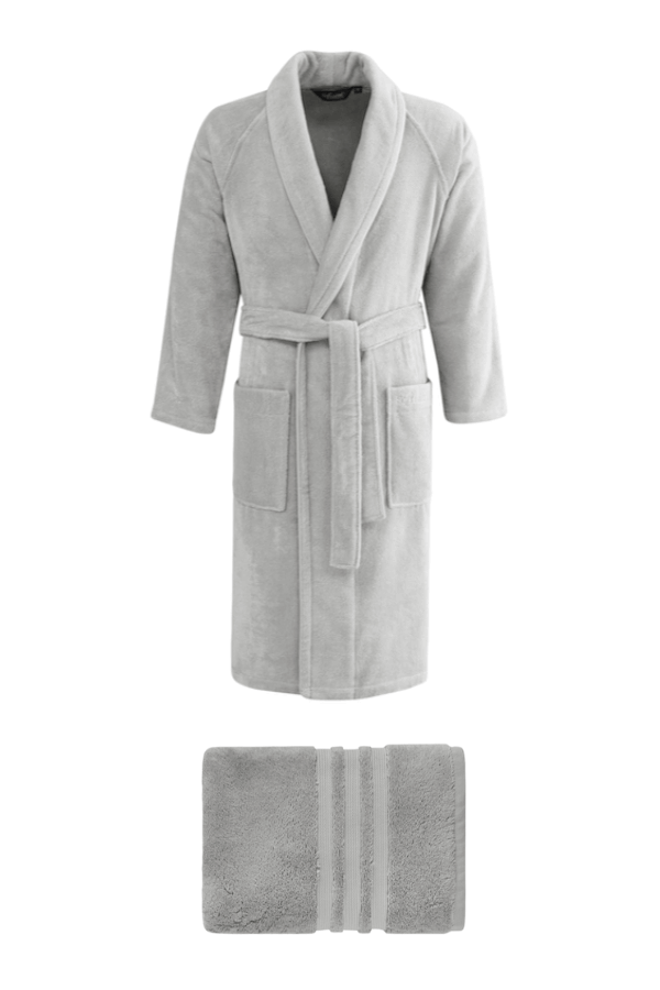 Soft Cotton Pánský župan PREMIUM v dárkovém balení s ručníkem L + ručník 50x100cm +  box Světle šedá