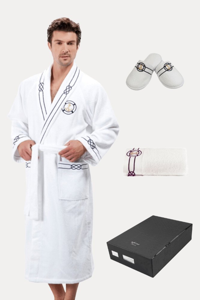 Soft Cotton Luxusný pánsky župan + uterák + papuče MARINE MAN