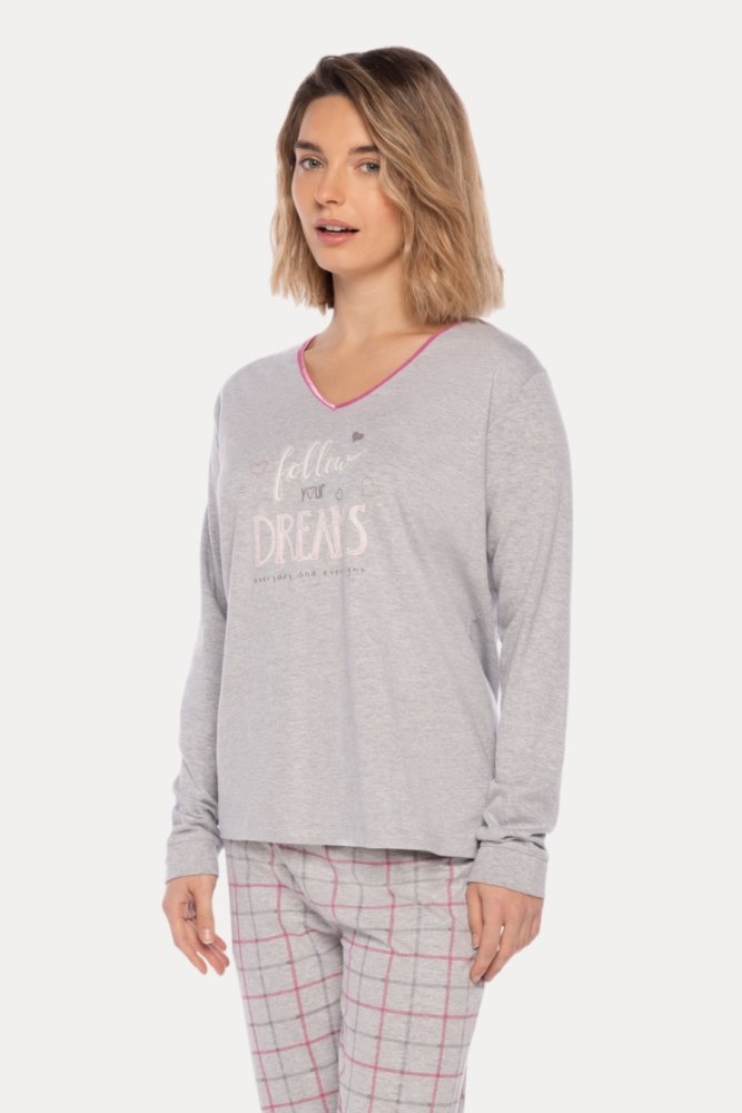 Pijama pentru femei SONIA L Gri / Grey