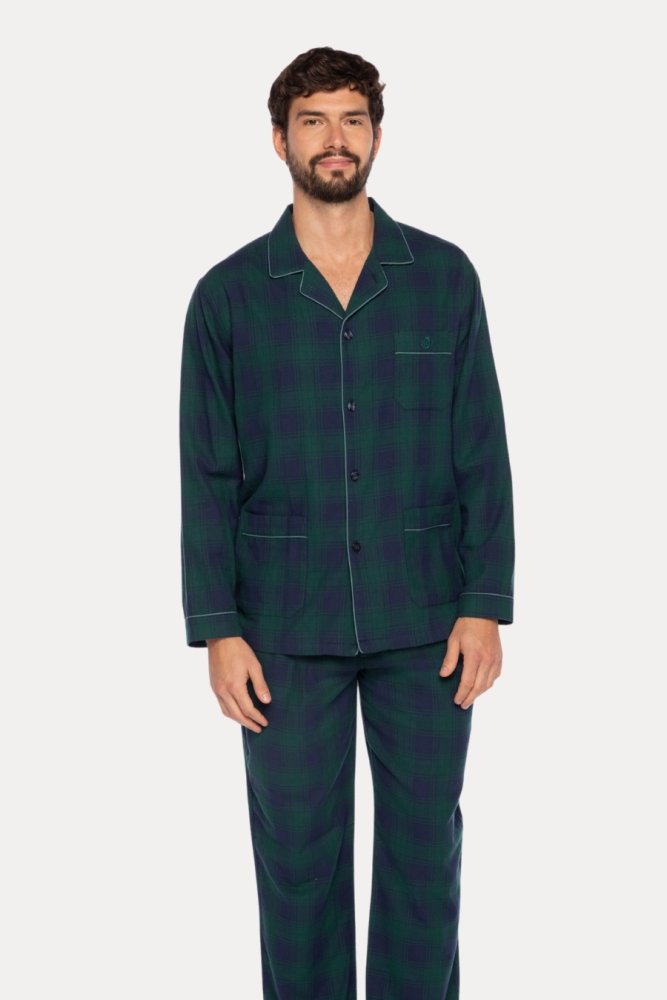 Pijamale din flanel pentru bărbați FRANCISCO L Verde / Green