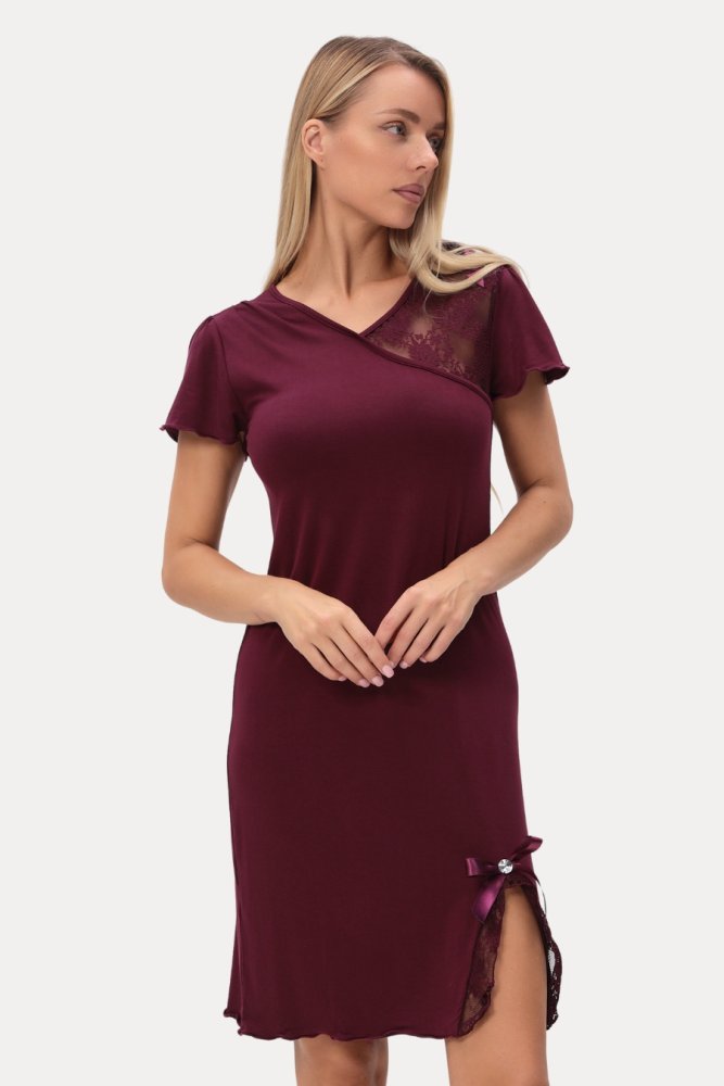 Cămașă de noapte pentru femei ZARA din bambus XL Bordeaux