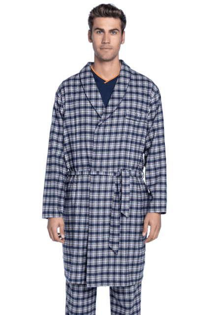 Herrenbademantel aus Flanell PABLO L Dunkelblau / Navy