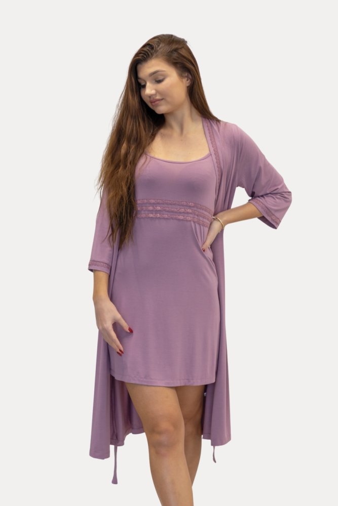 Cămașă de noapte cu halat pentru femei ERICA din bambus XL Violet