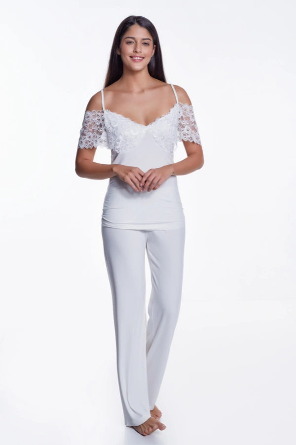 Pijamale femei NELA din bambus XL Crem