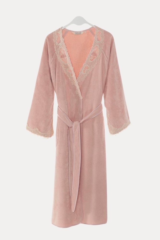 Halat elegant DESTAN de damă în cutie cadou L Roz pal / Dusty rose