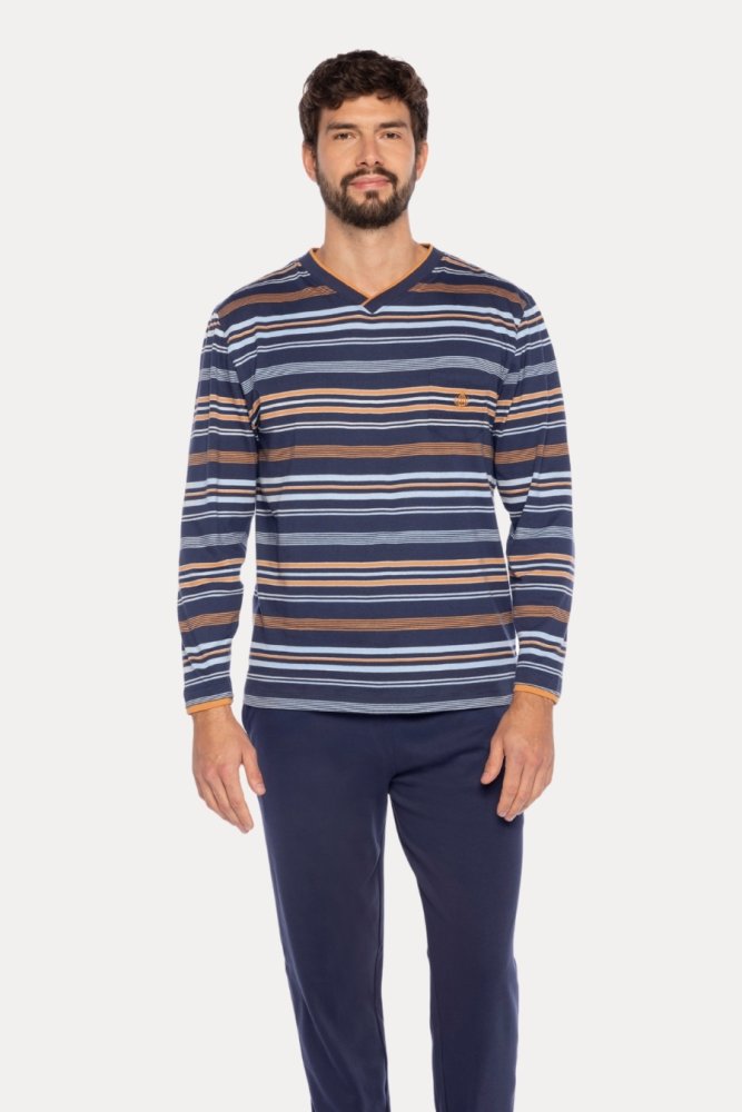 Pijamale pentru bărbați VALENTINO XXL Albastru închis / Navy