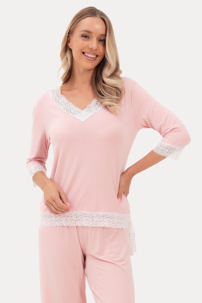 Pijamale femei ROZALIE din bambus L Roz / Pink