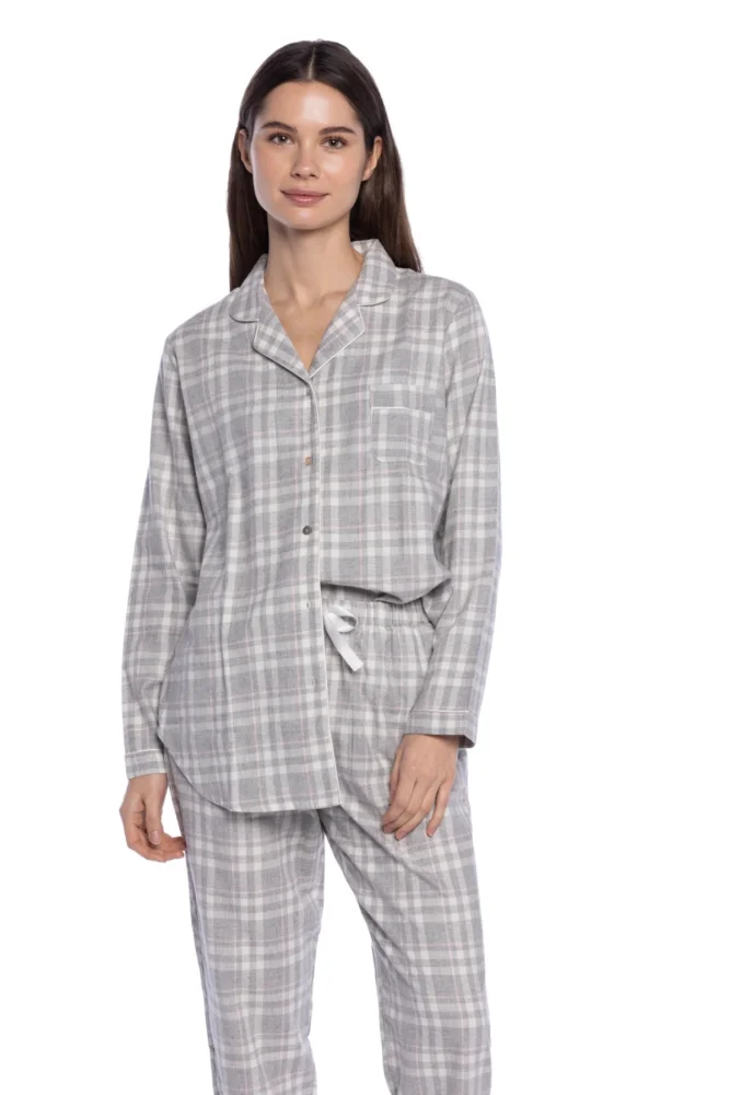 Damenpyjama aus Flanell ROBERTA S Hellgrau / Light Grey