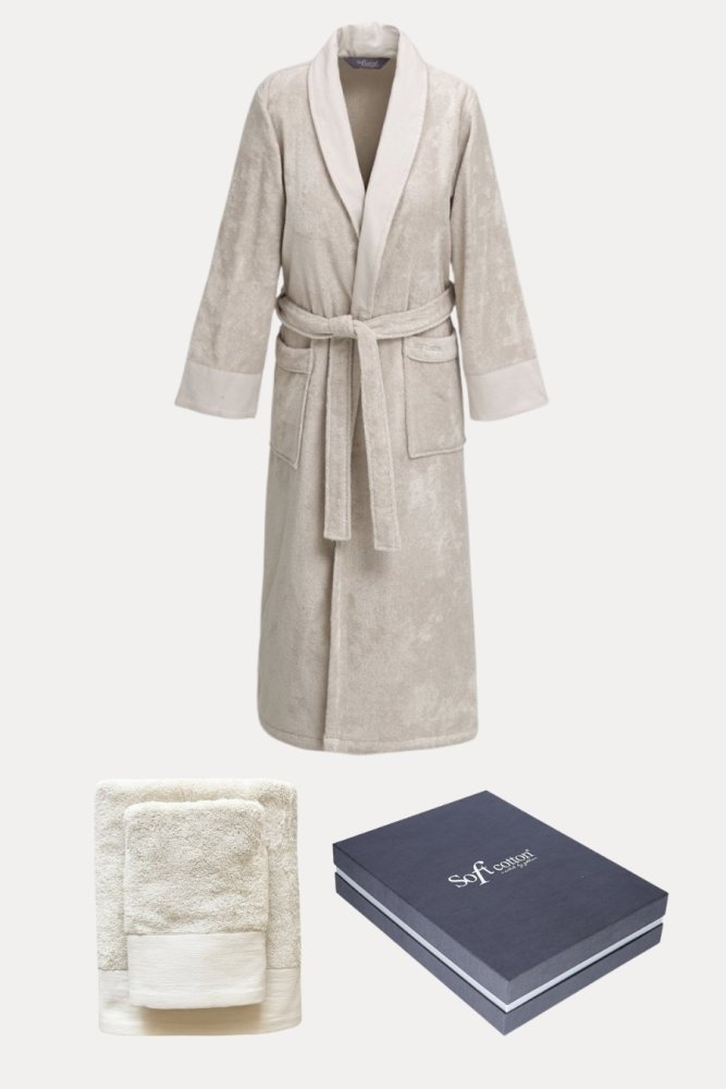 Halat pentru bărbați AXEL + prosop + prosop de corp + cutie cadou