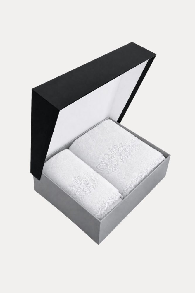 Set cadou prosop și prosop de corp  PERLA, 2 buc Alb / White