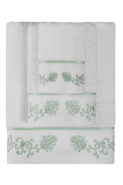 Malý ručník DIARA 30 x 50 cm Bílá / mentolová výšivka